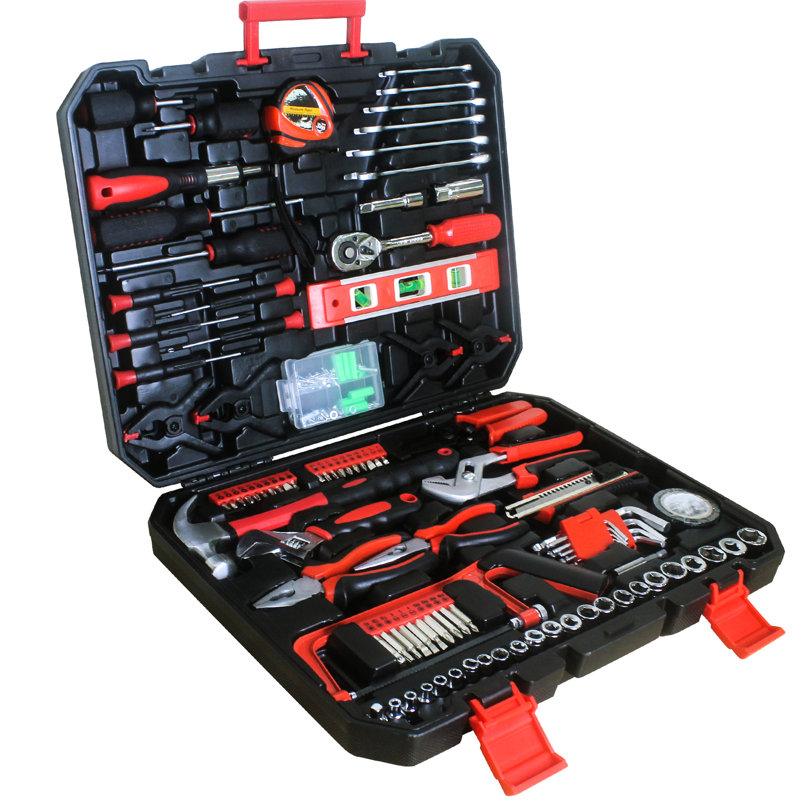 Ensemble d'outils 238 pièces dans une boîte à outils à main noire - idéal pour les projets à petite échelle, avec ruban à mesurer, marteau pratique, art pratique, pinces fonctionnelles, tournevis polyvalents avec gain de temps