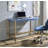 Navy Blue and Gold Writing Mata with USB Ports, Stylish and Functional for Modern Home Office Setup.-465326279