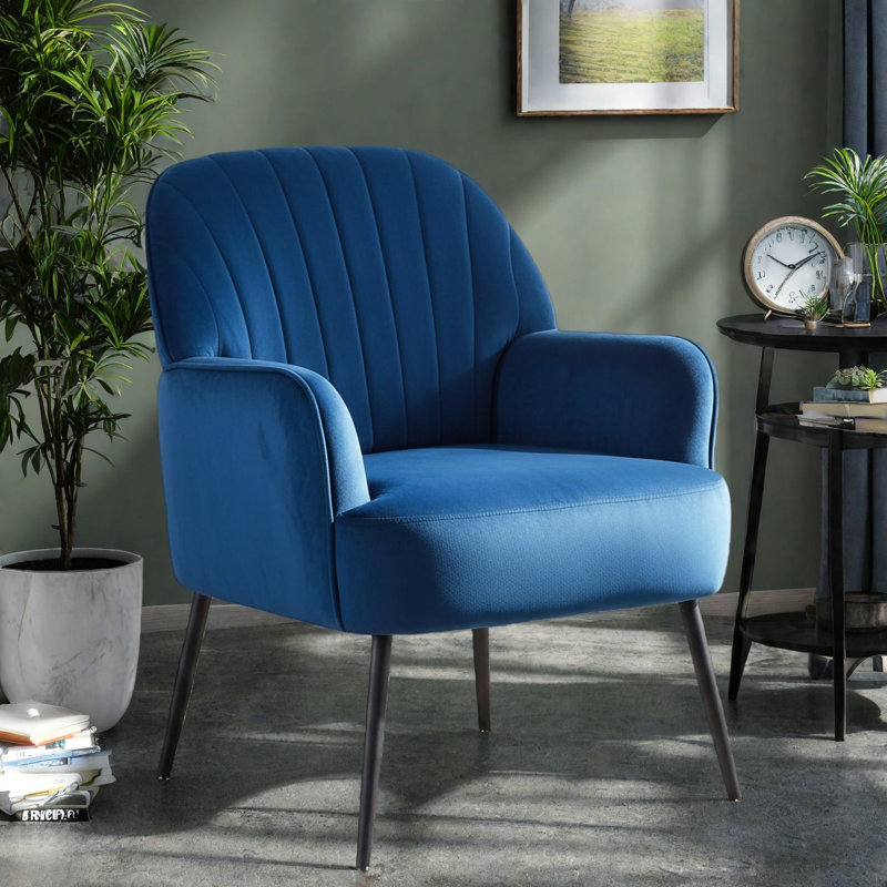 Chaises d'appoint modernes en velours, fauteuil rembourré ergonomique avec pieds en métal pour la maison et le bureau