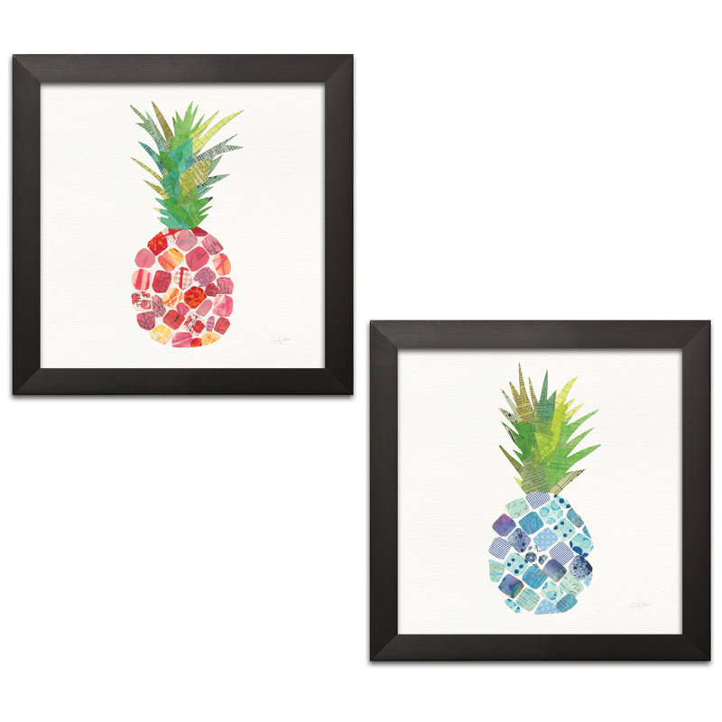 Tropical Fun Pineapple Black Framed Paper Print Set
