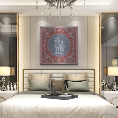 Art mural luxueux «True Blue Bandana H» par Jean Plout, 36 po x 36 po