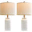 20,5 "blanc moderne lampe de chevet en céramique ensemble de 2 pour chambre à coucher lampe de table de ferme pour salon bureau dortoir