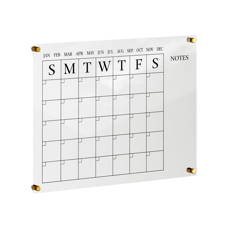 Thomas Martha Stewart Acrylic Wall Calendar with Notes with Dry Erase Marker and Mounting Hardware, Black