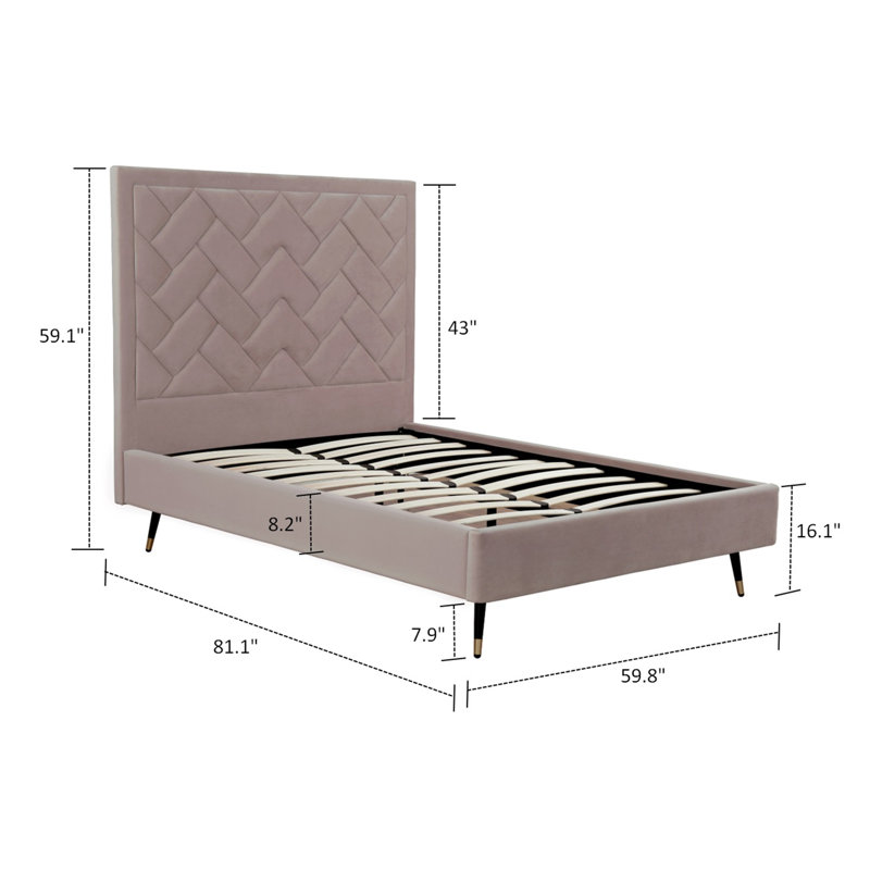 Toshiye Upholstered Platform Bed, Full / Double, Pink