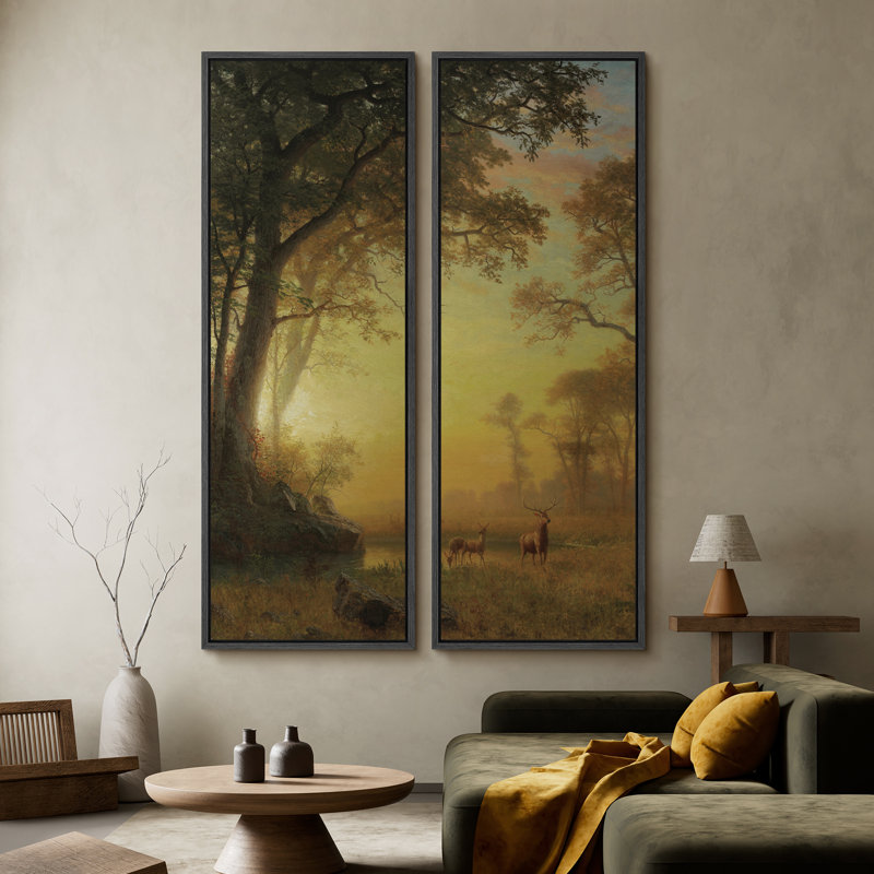 «Vintage Landscape Wall Art», ensemble de 2 toiles encadrées 20 x 60 pouces, Noir
