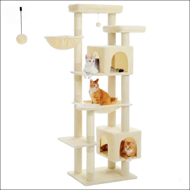 Arbre à chat 69 po pour grands chats d'intérieur, Beige