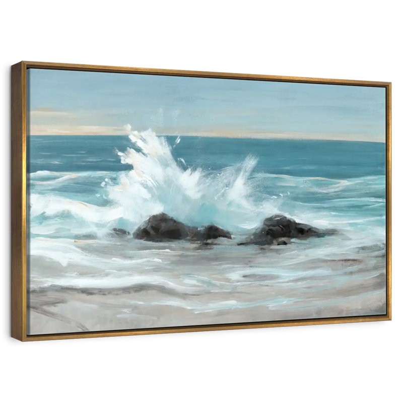 Crashing Wave II, Cadre flottant doré, 31 po x 21 po