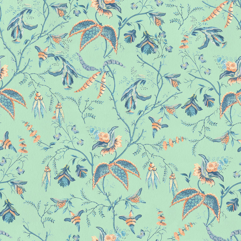 Yuki Osada Floral Wallpaper Double Roll, Blue/Turquoise