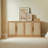 67" Rattan 4-Door Boho Sideboard Buffet Cabinet Large Storage Credenza For Living Room Hallway Kitchen, Caramel Oak