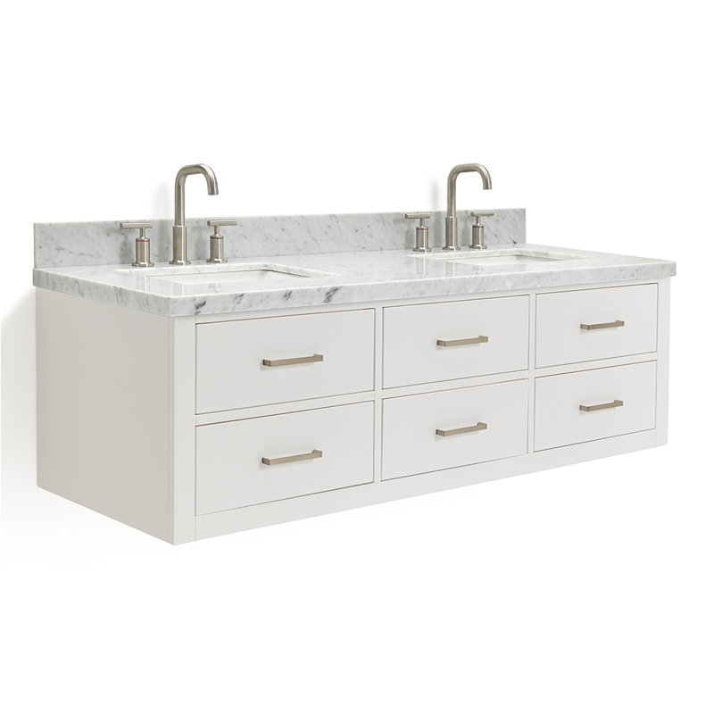 73'' W Double Vanity, Gray, Brushed Nickel, 61"
