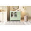 36 armoires de rangement pour salle de bain avec texture gaufrée, quatre tiroirs, deux portes en verre, double espace, couleur turquoise fraîche, poignées modernes, conception de rails coulissants lisses, rangement, revêtement, calme et doux
