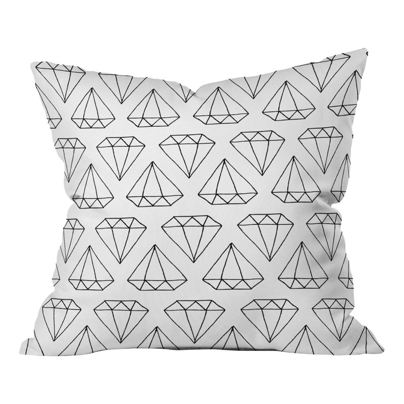 Coussin Wesley Bird, Imprimé 2 losanges blanc, 16 po x 16 po