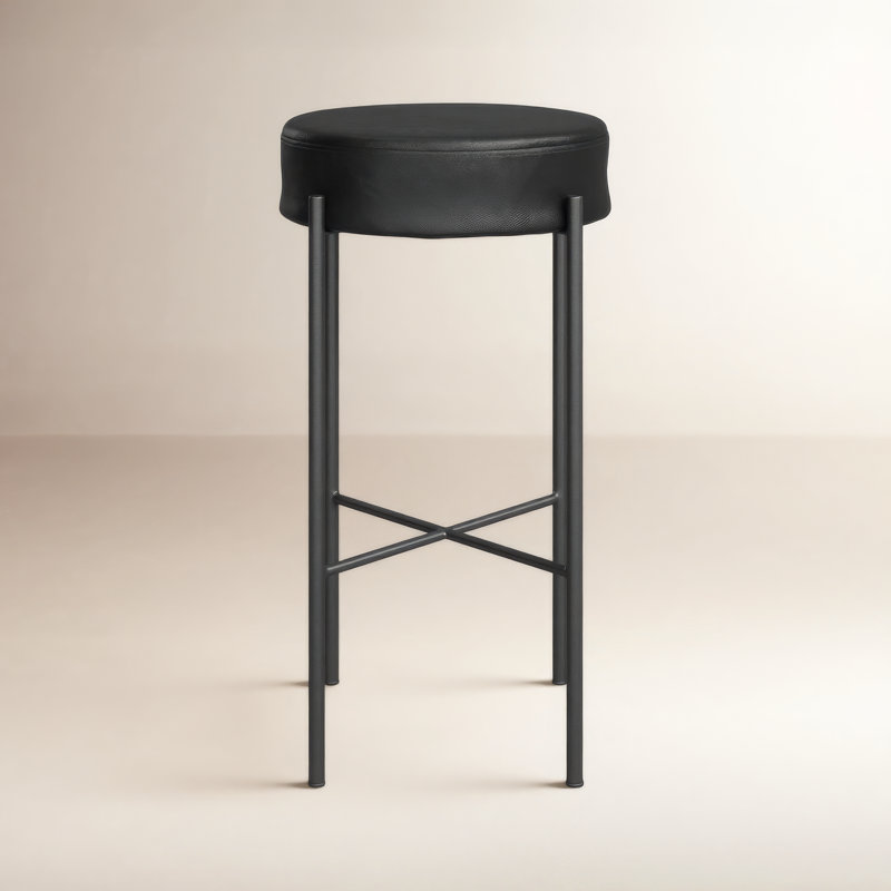Nocona Bar Stool, Bar Stool (30" Seat Height), Leather - Black