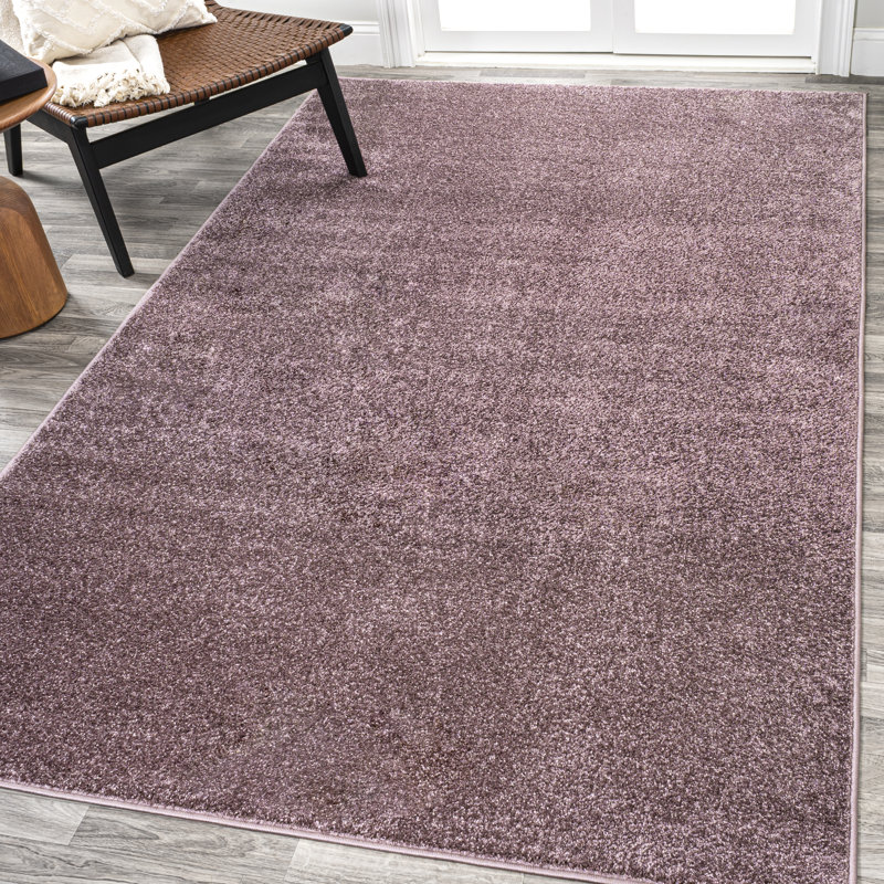 Haze Solid Low-Pile Light Purple Rug, Rectangle 7'9" x 10'