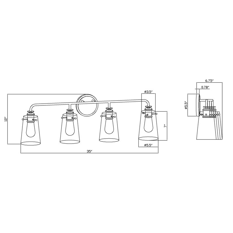 Duggins 4 - Light Dimmable Vanity Light, Brushed Nickel