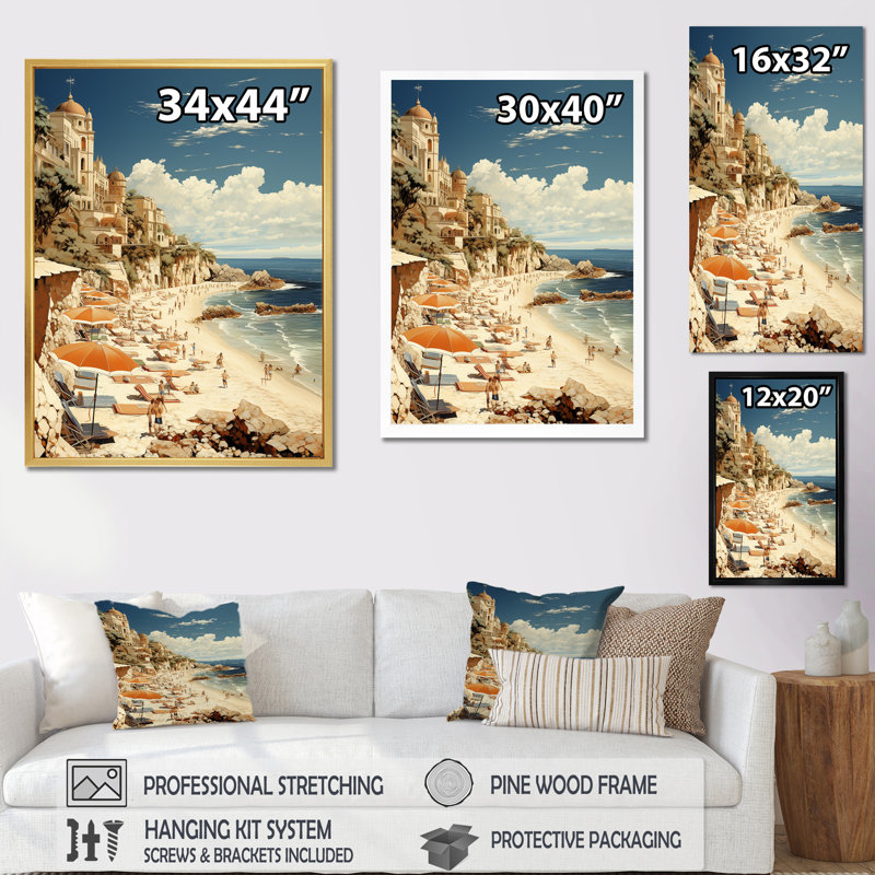 Plage Côte d'azur Reverie I, Cadre flottant noir, H 44 po x l 34 po x P 1,5 po