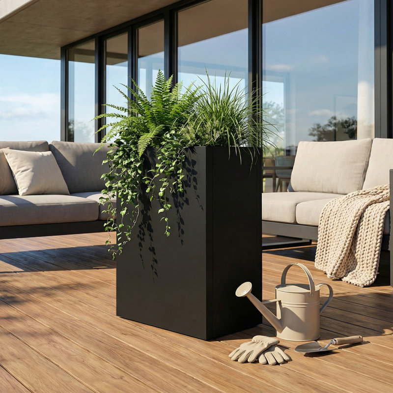 Jardinières rectangulaires en métal pour plantes d'extérieur, H 24 po x l 16 po x P 10 po