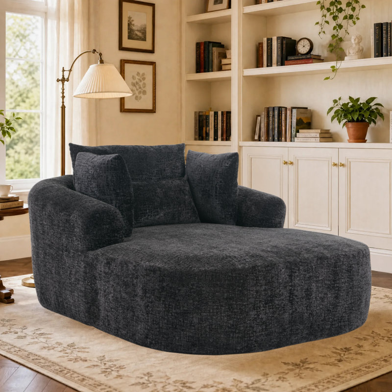 Upholstered Chaise Lounge, Black