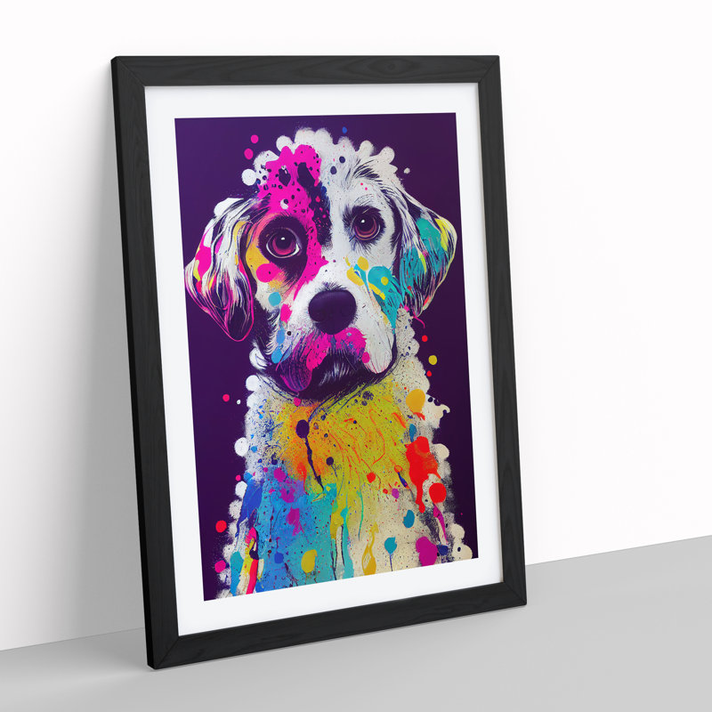 Splashed Dog No.2 Abstract - Wall Art, Black Framed, Black Framed, 46cm H x 34cm W x 2cm D
