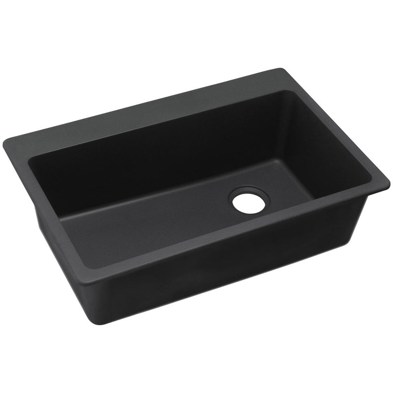 Quartz Classic 33" x 22" x 9-1/2" Drop-In Kitchen Sink, Black