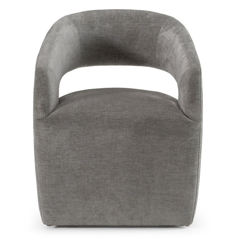 Fauteuil demi-tonneau de 25,5 po Alaijah, Polyester gris