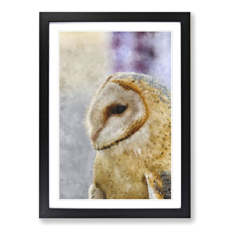 Barn Owl Vol.5 - Picture Frame Painting, 65cm H x 48cm W x 2cm D, Black Framed