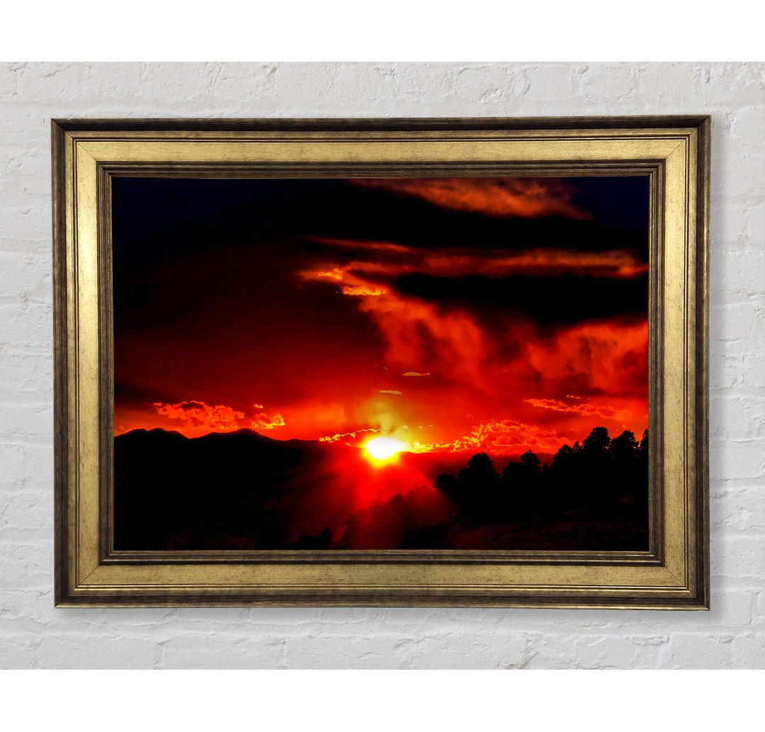 Vibrant Red Sun Clouds - Einzelne Bilderrahmen Kunstdrucke