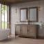 Meuble-lavabo double 60 po Portland noyer blanchi avec chargeur sans fil FreePower-2020400534