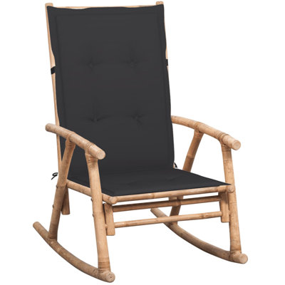 Rocking Chair with Cushion Bamboo Sun Lounger 1.6"/2.8"