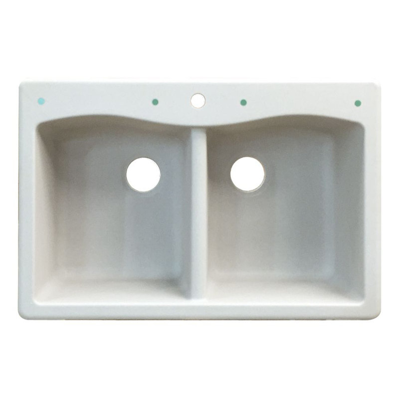 Aversa 33'' L Double Bowl Kitchen Sink, White
