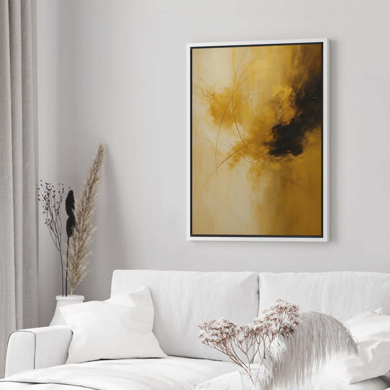 Reproduction d'art abstrait sur toile encadrée pour décoration intérieure moderne, H 36 po x l 24 po, Blanc