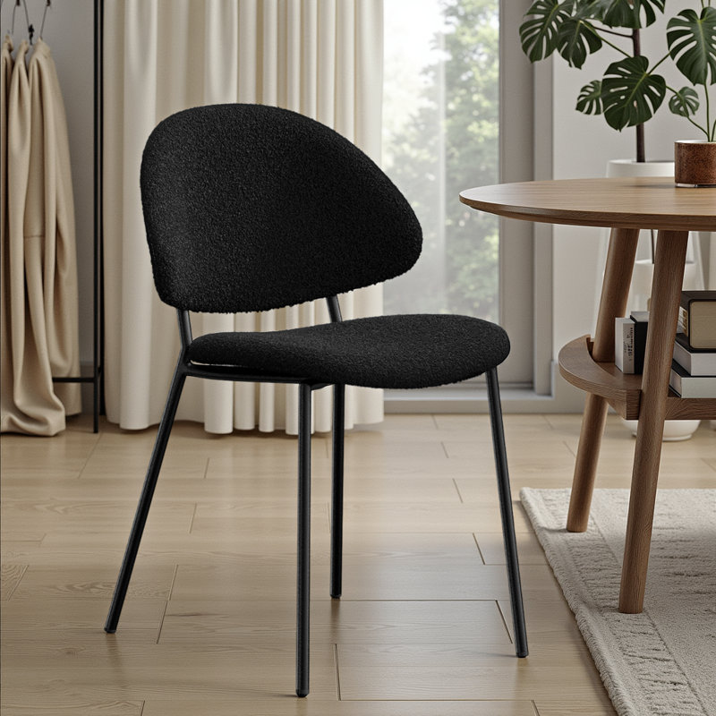 Chaises de salle à manger rembourrées en tissu Boucle, chaises de salle à manger de style Mid-Century moderne (ensemble de 4) - Revêtement Boucle avec structure en métal?