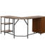 Bureau à deux tons en forme de L avec rangement, couleur noyer