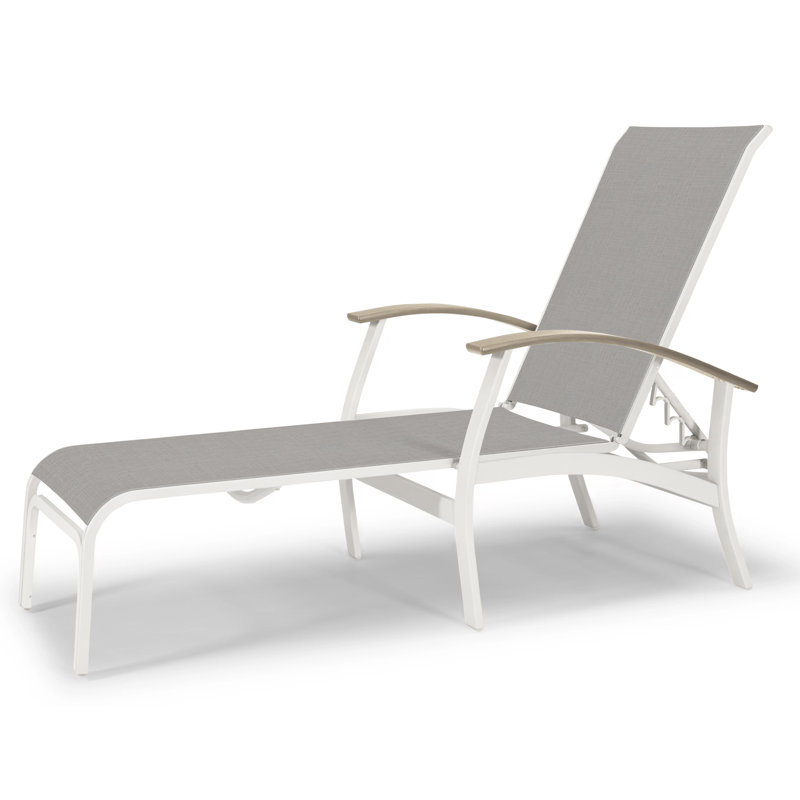 Askar Outdoor Rust-Resistant Metal Chaise Lounge, Desert P60, Alloy Sunbrella®, Textured Snow