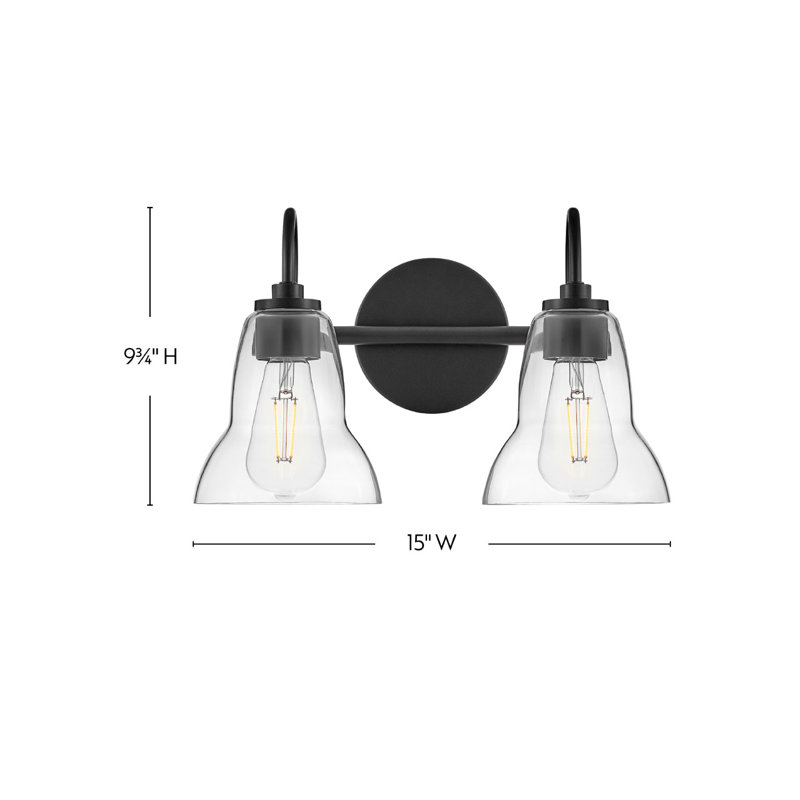 2 Light Transparent Vanity Light, Black
