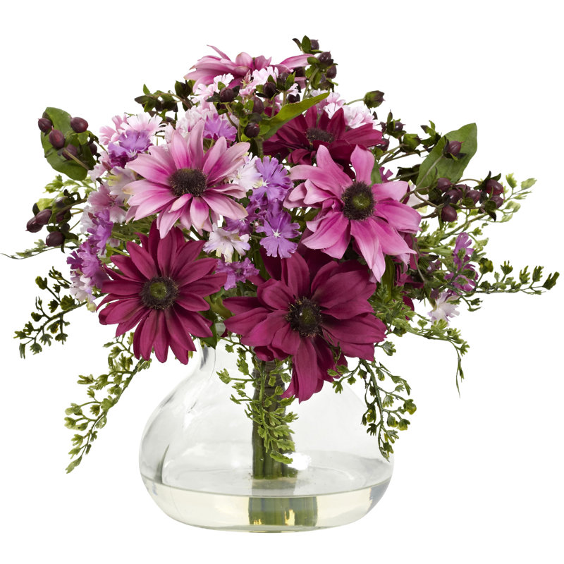 Arrangement floral marguerites dans un vase, Rose, Petit