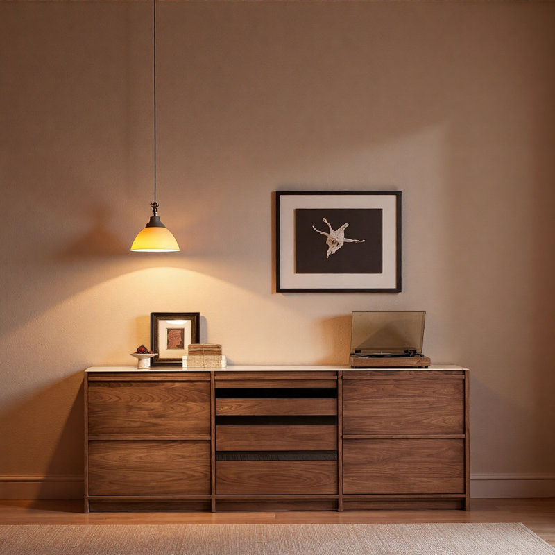 Buffet rétro et simple sur pied, H 33,46 po x l 70,87 po x P 18,9 po