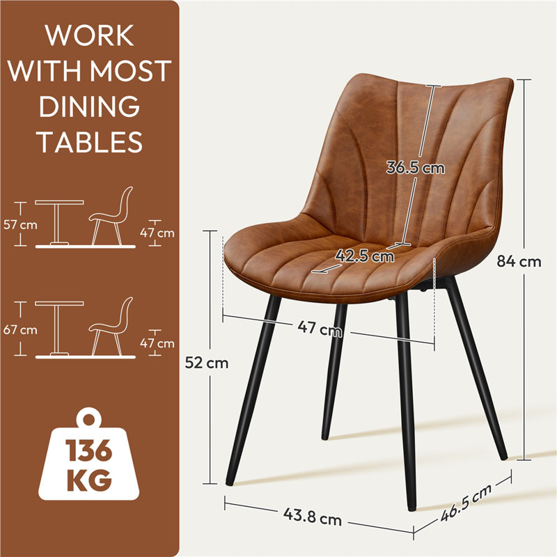 52cm H Tufted Upholstered Side Chair, Retro Brown