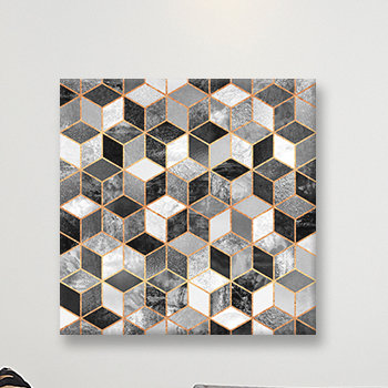 «Black and White Cubes», impression sur toile tendue, H 12 po x l 12 po x P 0,75 po, Bois
