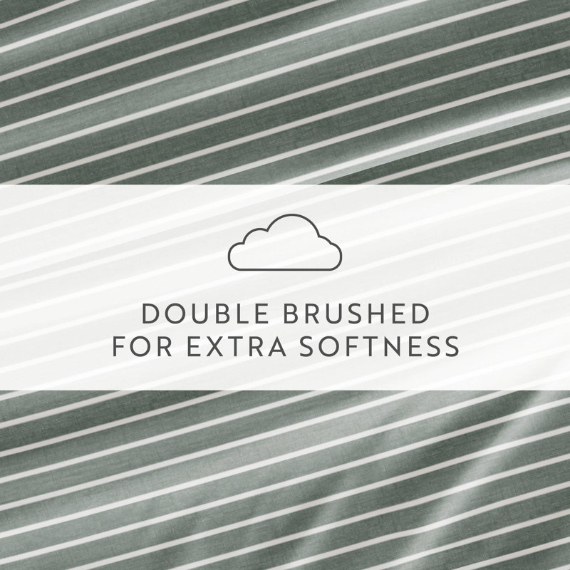Twin Green and White Striped Microfiber Sheet Set