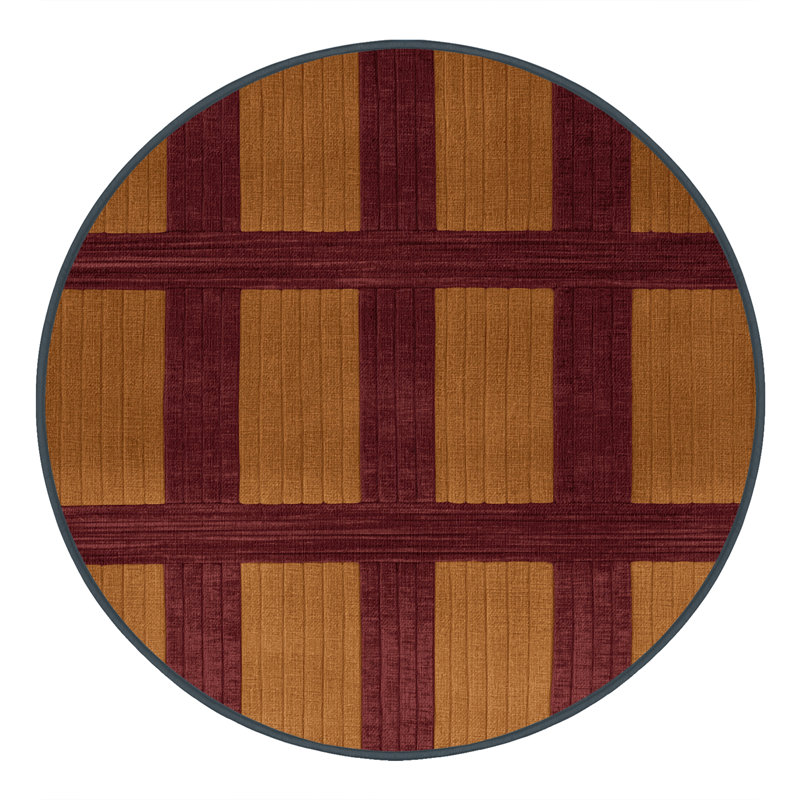 Machine Washable Trellis Red Area Rug, Round 4'