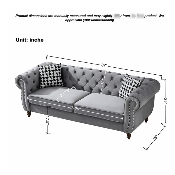 Latitude Run® 3+2 Seater Velvet With Roll Armrest And Nailhead ...