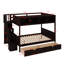 Lit superposé simple au dessus d'un lit double avec tablettes, escalier de rangement et 2 tiroirs pour enfants-95924765