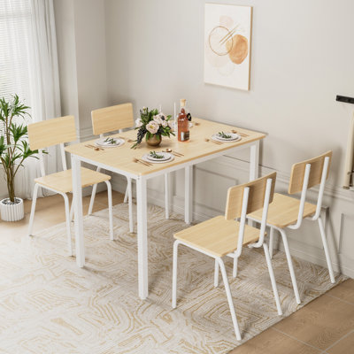 Modern 5-Piece Dining Table Set With 4 Chairs - Perfect For Small Spaces, Easy To Clean