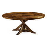 Casually Country Round Walnut Wood Dining Table