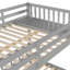 Lit superposé double au-dessus de simple et simple, lit superposé triple en bois avec tiroirs et garde-corps, gris-1165256024
