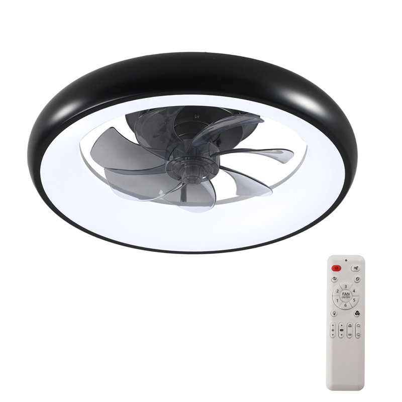 Ventilateur d'intérieur 19 po avec télécommande, intensité variable, 7 pales, moteur à courant continu réversible, avec lumière DEL, noir