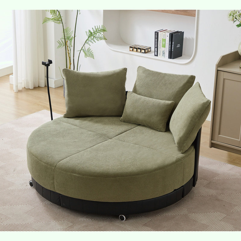 52.75'' Oversized Round Swivel sofa, Green