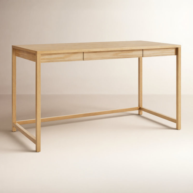 Open Plan Writing Desk, 30" H x 54" W x 25" D, White Oak