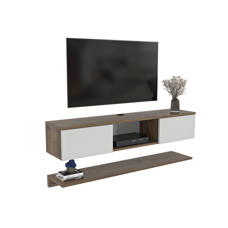 Charlay Floating TV Stand for TVs up to 60", Walnut/White